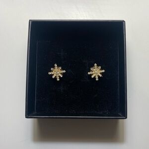 Snowflake Gold Plated Cubic Zirconia Stud Earrings